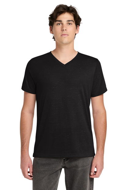 Front View of BlackMrbl BELLA+CANVAS Unisex Textured Jersey V-Neck Tee BC3655 plain