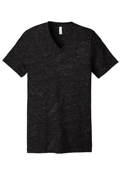 Front View of BlackMrbl BELLA+CANVAS Unisex Textured Jersey V-Neck Tee BC3655 plain