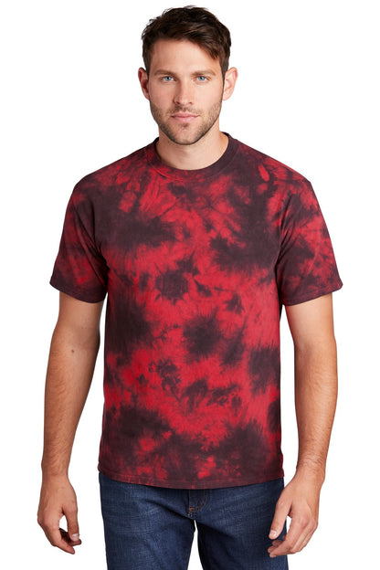Front View of Black/Red Port & Co Crystal Tie-Dye Tee PC145 plain