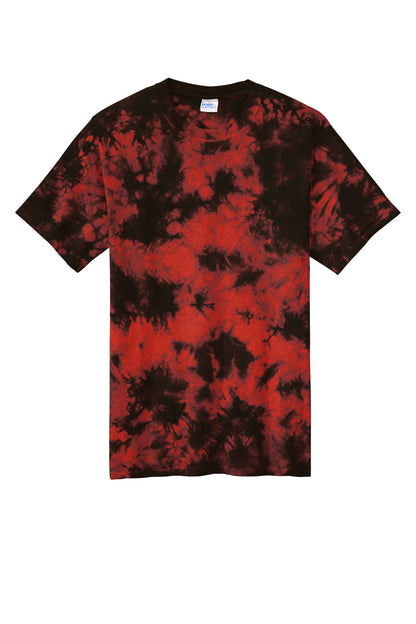 Front View of Black/Red Port & Co Crystal Tie-Dye Tee PC145 plain