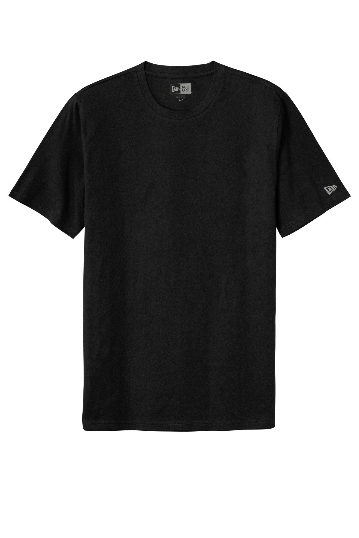 Front View of BlackSolid New Era Tri-Blend Tee NEA135 plain