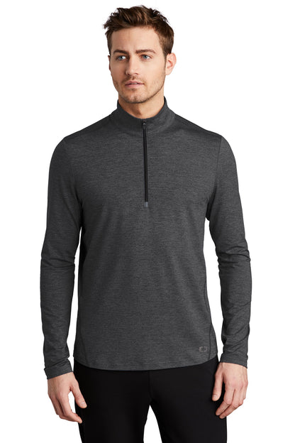 Front View of Blacktop Hthr OGIO Force 1/4-Zip OE341 plain