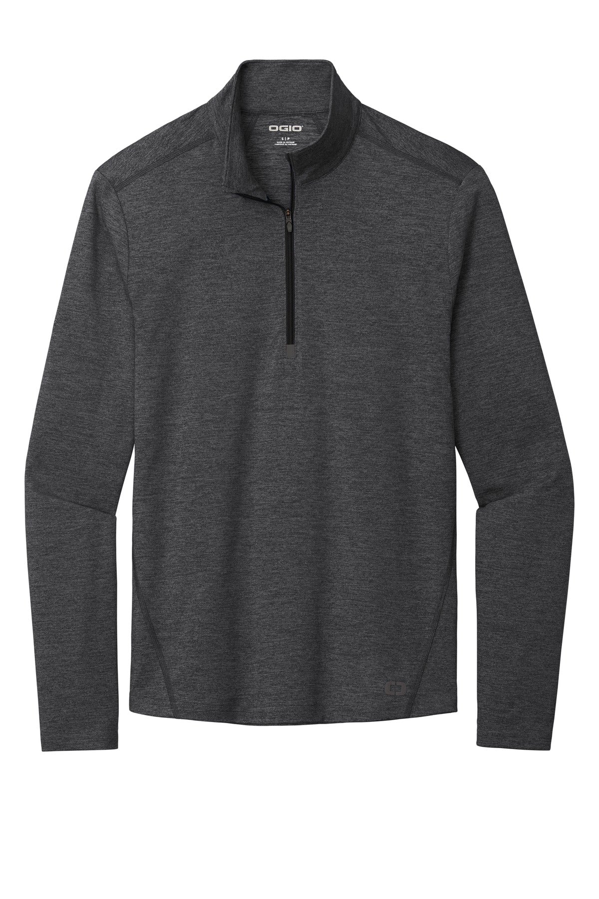 Front View of Blacktop Hthr OGIO Force 1/4-Zip OE341 plain