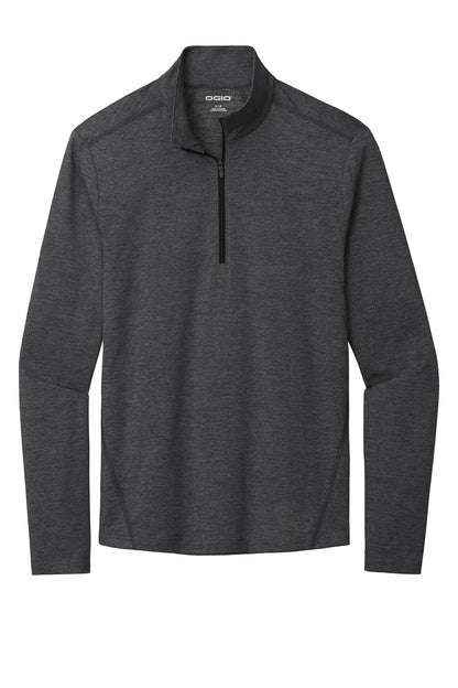 Front View of Blacktop Hthr OGIO Force 1/4-Zip OE341 plain