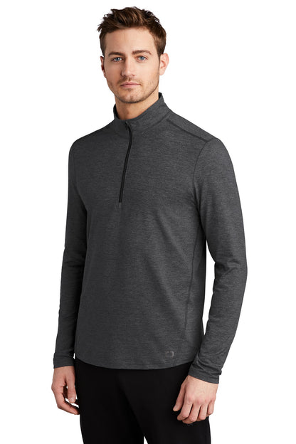 Front View of Blacktop Hthr OGIO Force 1/4-Zip OE341 plain