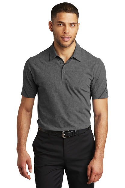 Front View of Blacktop Hthr OGIO Tread Polo. OG135 plain