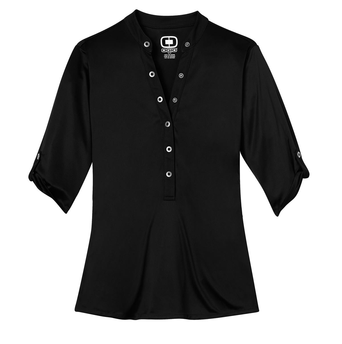 Front View of Blacktop OGIO - Crush Henley. LOG111 plain