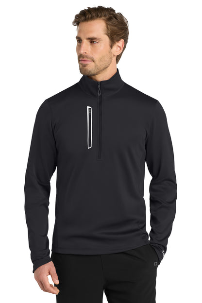 Front View of Blacktop OGIO Fulcrum 1/4-Zip. OE701 plain