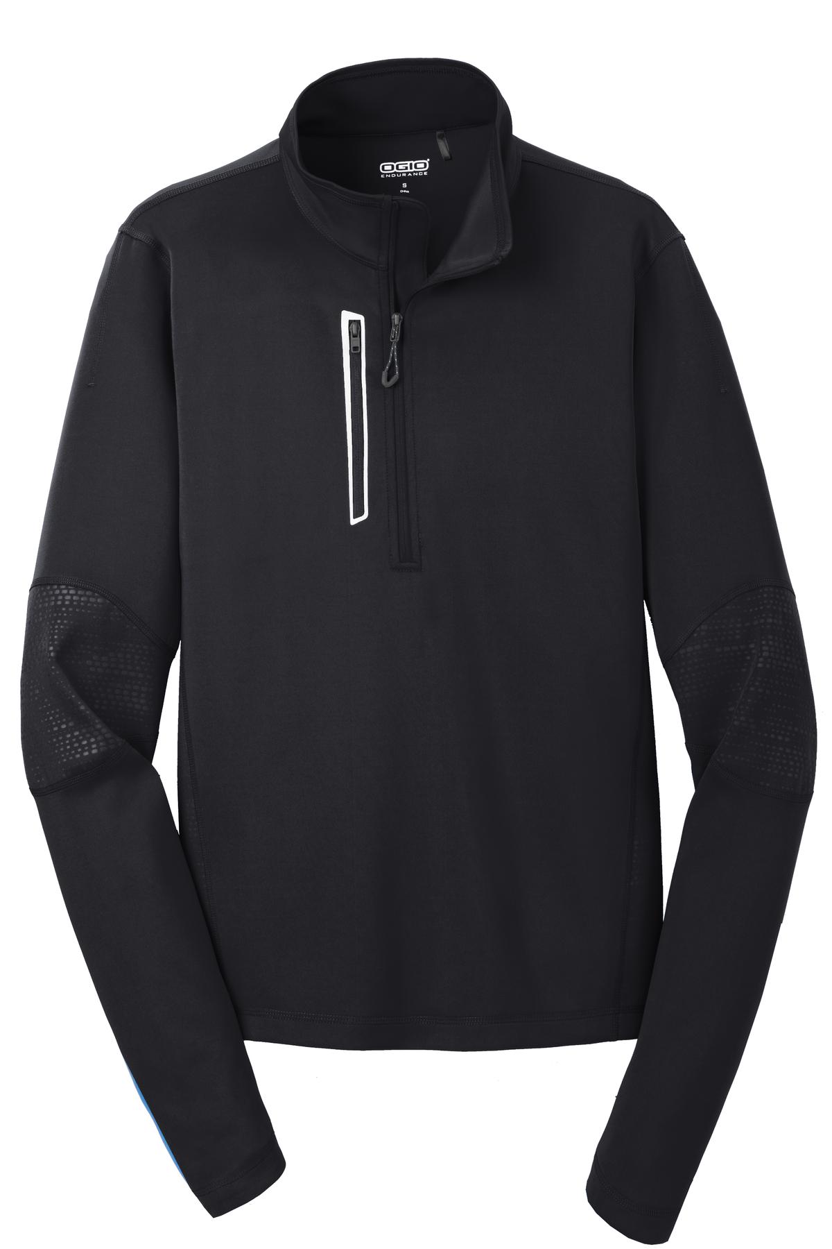 Front View of Blacktop OGIO Fulcrum 1/4-Zip. OE701 plain