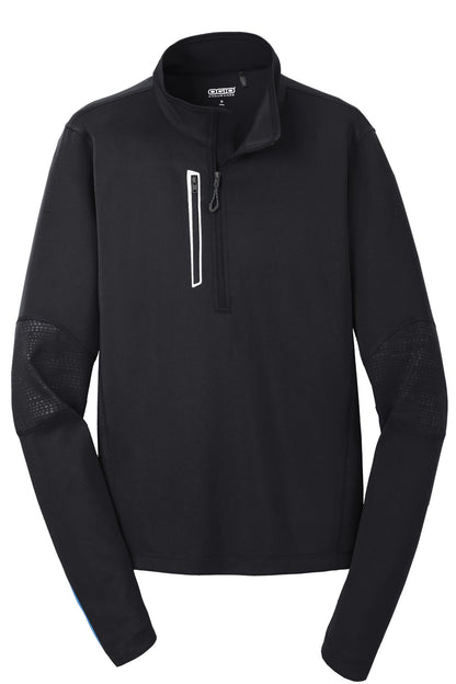 Front View of Blacktop OGIO Fulcrum 1/4-Zip. OE701 plain