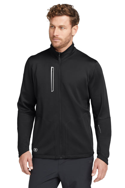 Front View of Blacktop OGIO Fulcrum Full-Zip. OE700 plain