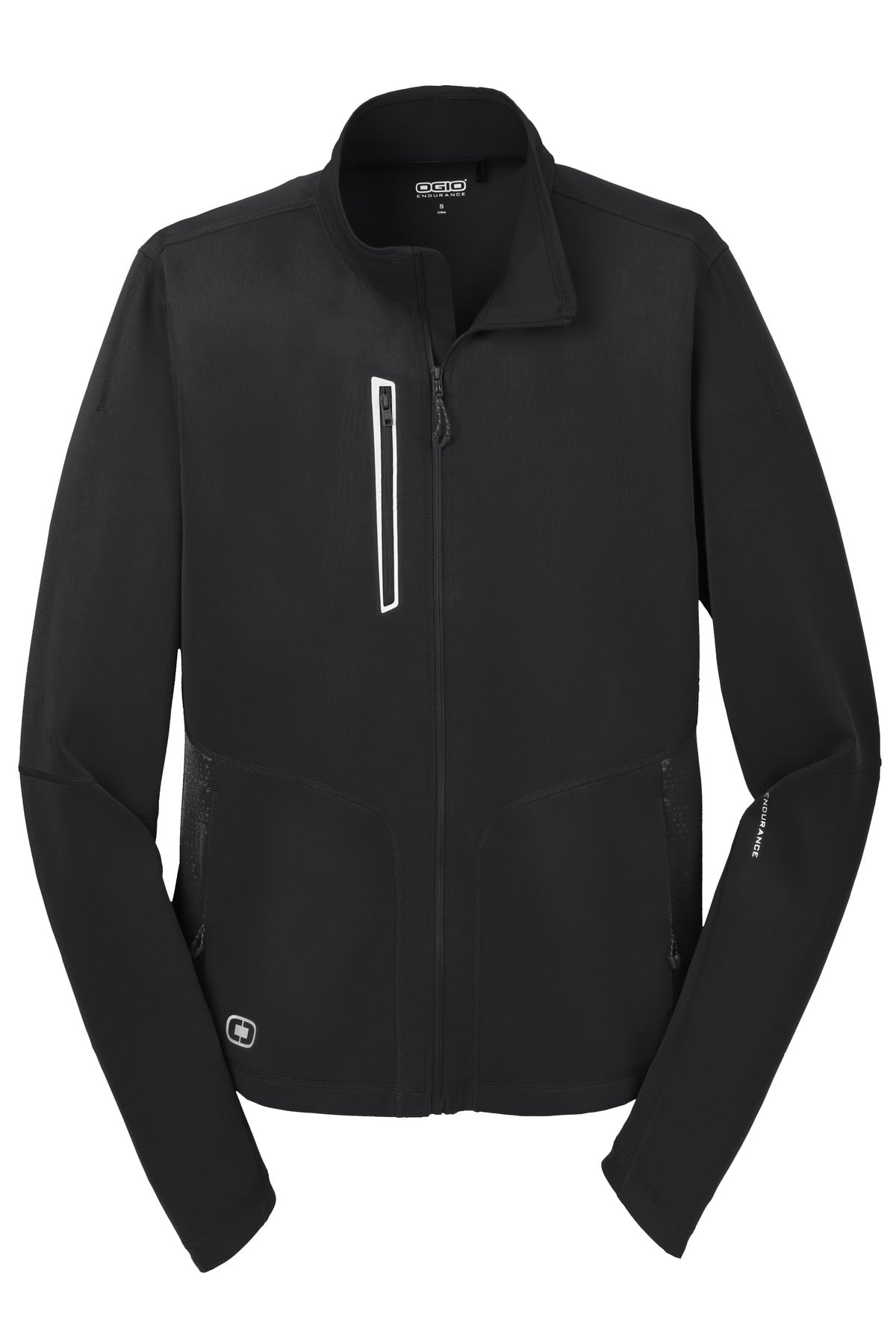 Front View of Blacktop OGIO Fulcrum Full-Zip. OE700 plain