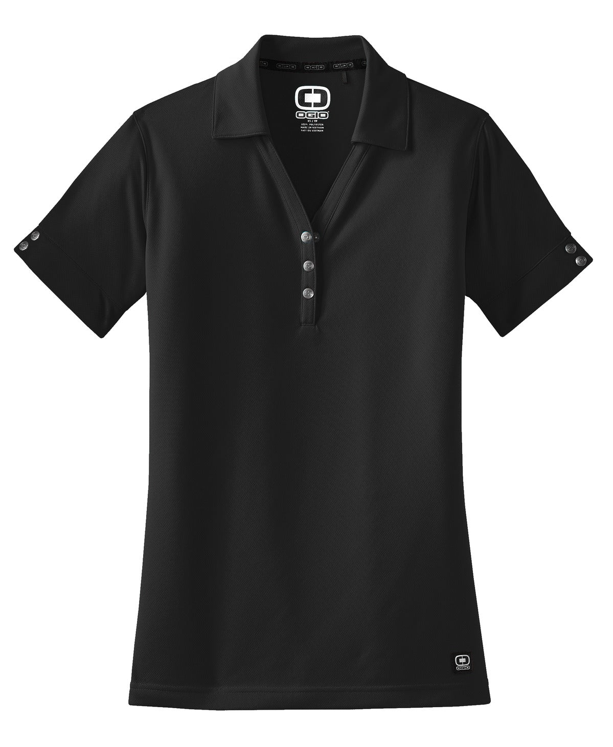 Front View of Blacktop OGIO - Glam Polo. LOG105 plain