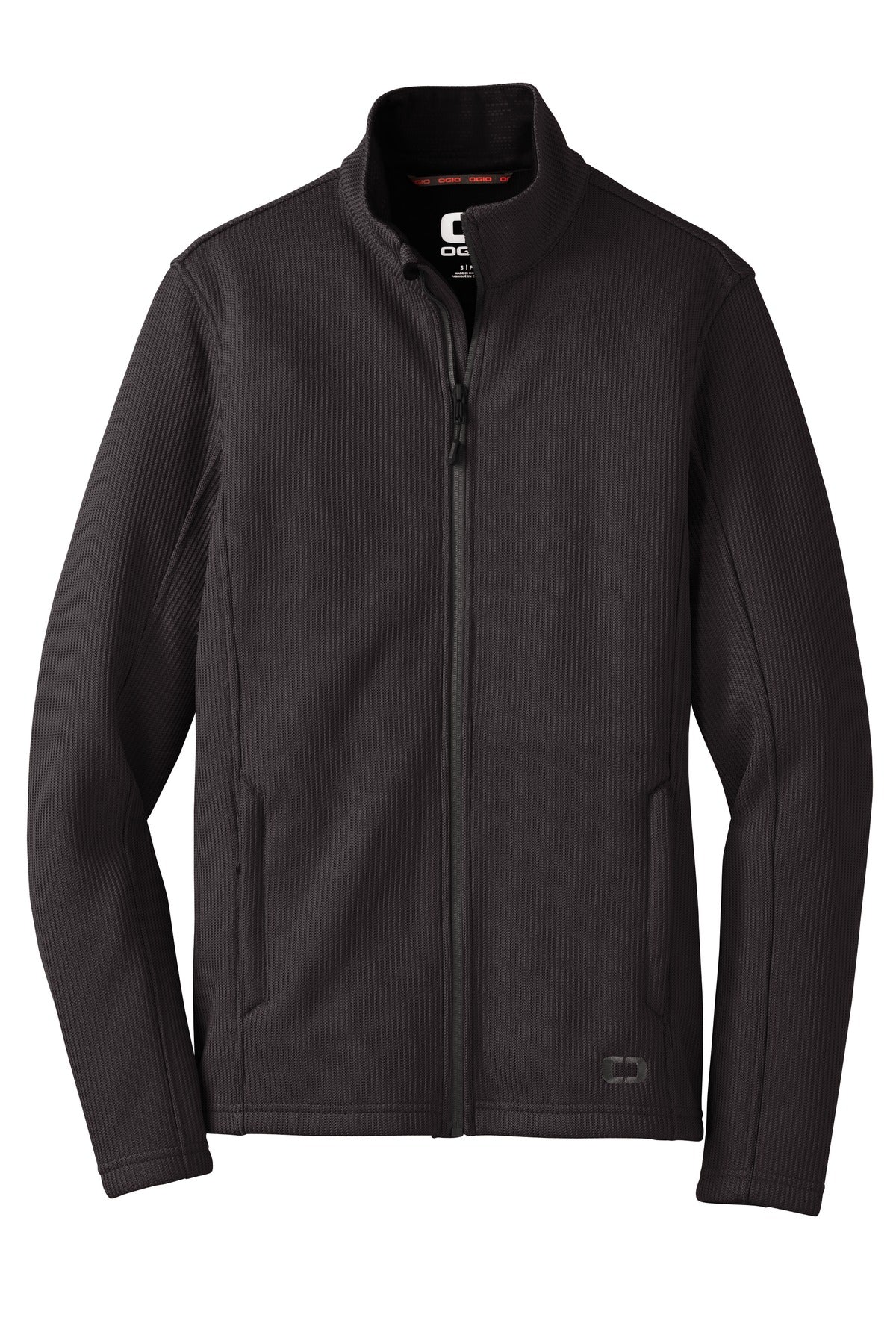 Front View of Blacktop OGIO Grit Fleece Jacket. OG727 plain