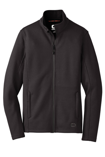 Front View of Blacktop OGIO Grit Fleece Jacket. OG727 plain