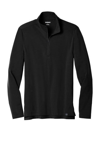Front View of Blacktop OGIO Limit 1/4-Zip. OG139 plain