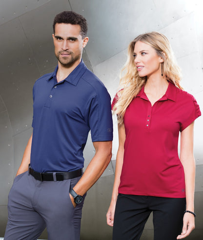 Front View of Blacktop OGIO Linear Polo. OG1030 plain