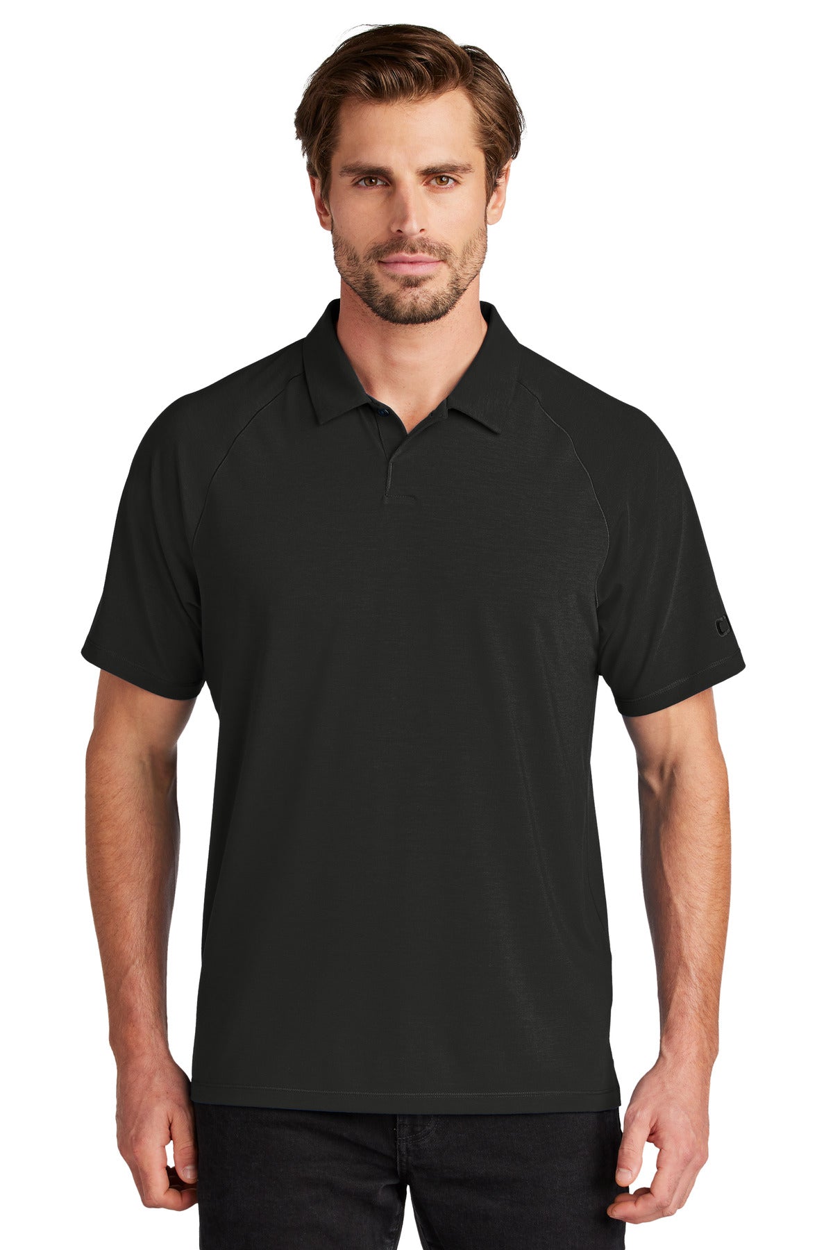 Front View of Blacktop OGIO Motion Polo OG152 plain