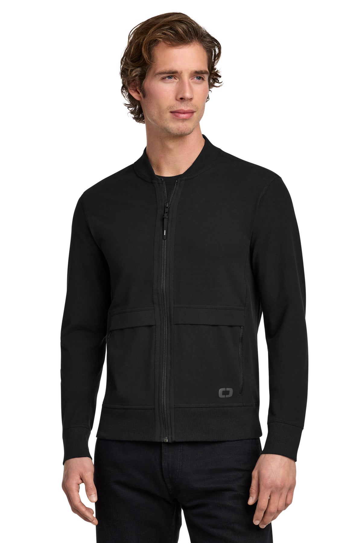 Front View of Blacktop OGIO Outstretch Full-Zip OG830 plain