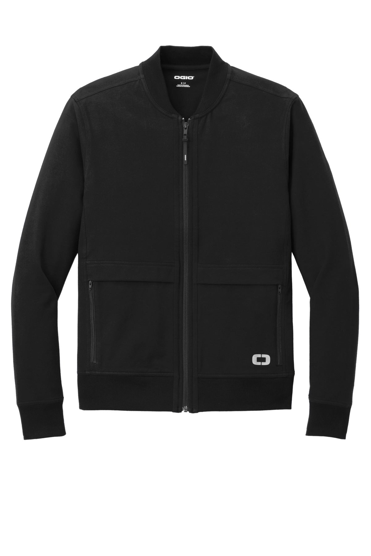 Front View of Blacktop OGIO Outstretch Full-Zip OG830 plain