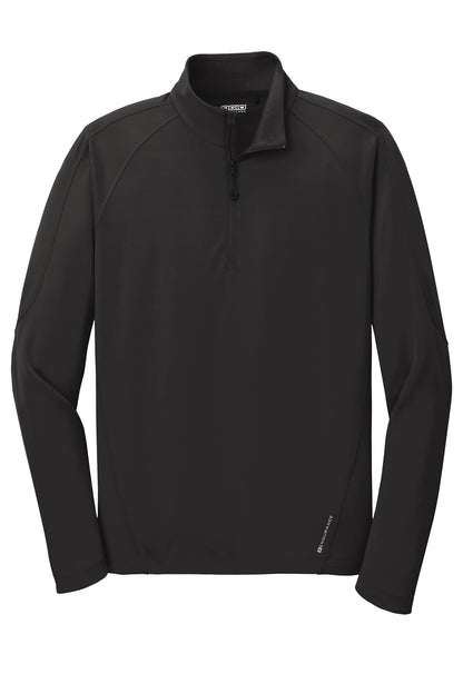Front View of Blacktop OGIO Radius 1/4-Zip. OE550 plain