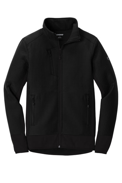 Front View of Blacktop OGIO Trax Jacket. OG726 plain