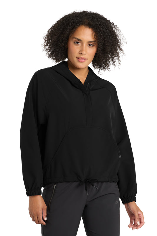Front View of Blacktop OGIO Women's Connection Anorak LOG706 plain