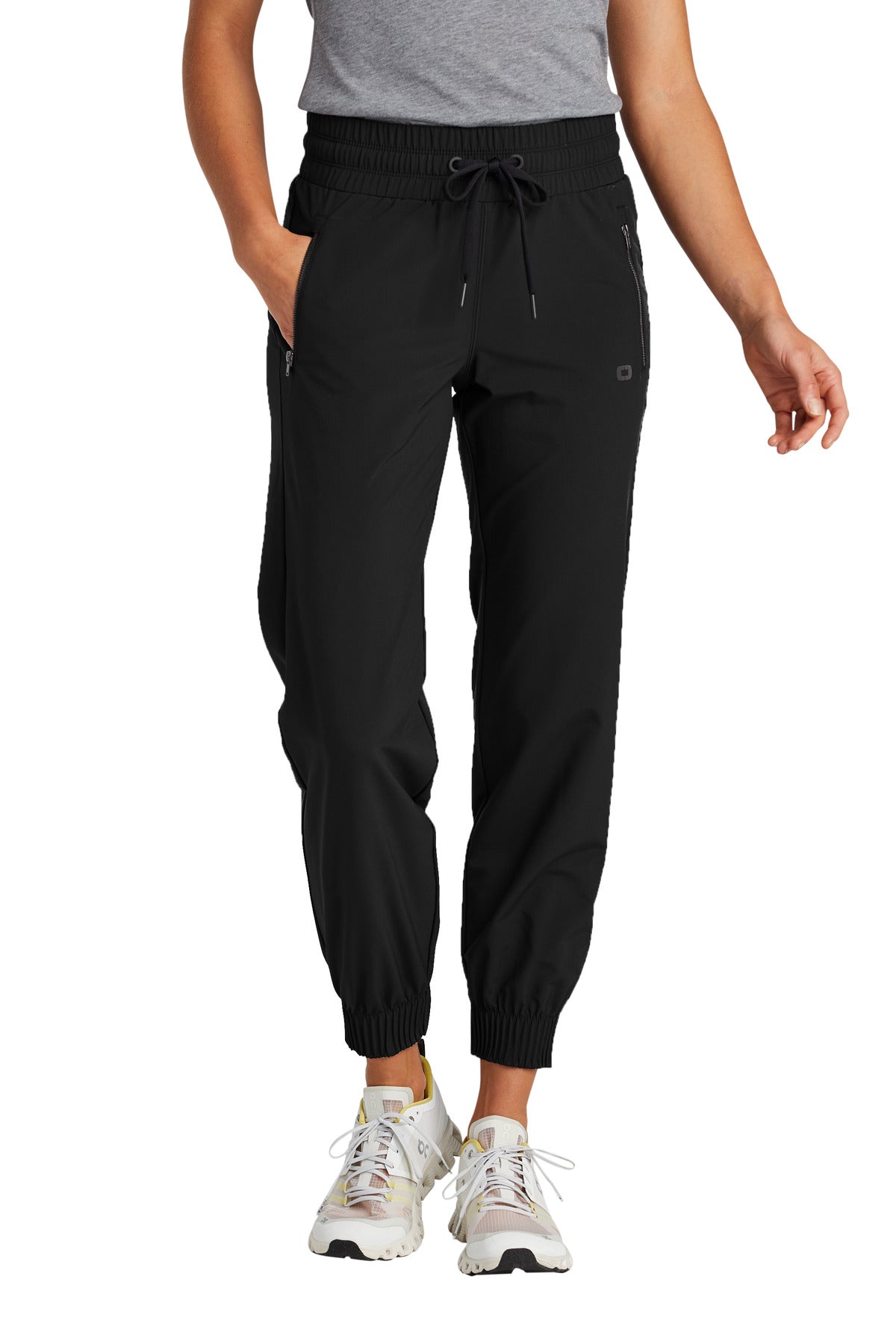 Front View of Blacktop OGIO Women's Connection Jogger LOG707 plain