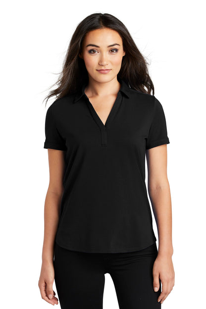 Front View of Blacktop OGIO Women's Limit Polo. LOG138 plain