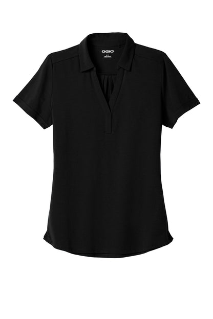 Front View of Blacktop OGIO Women's Limit Polo. LOG138 plain