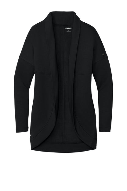 Front View of Blacktop OGIO Women's Luuma Cocoon Fleece. LOG811 plain