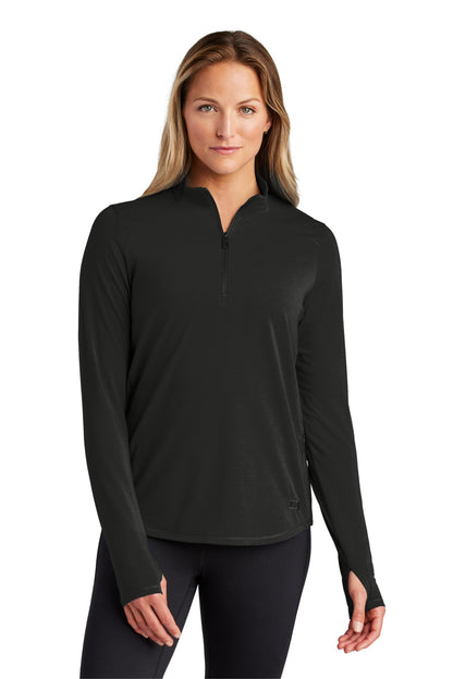 Front View of Blacktop OGIO Women's Motion 1/4-Zip LOG153 plain