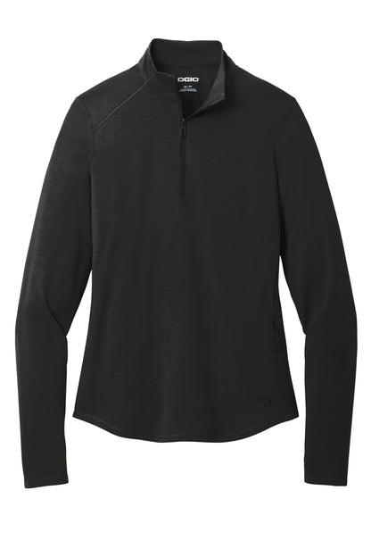 Front View of Blacktop OGIO Women's Motion 1/4-Zip LOG153 plain