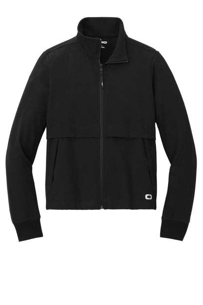 Front View of Blacktop OGIO Women's Outstretch Full-Zip LOG830 plain