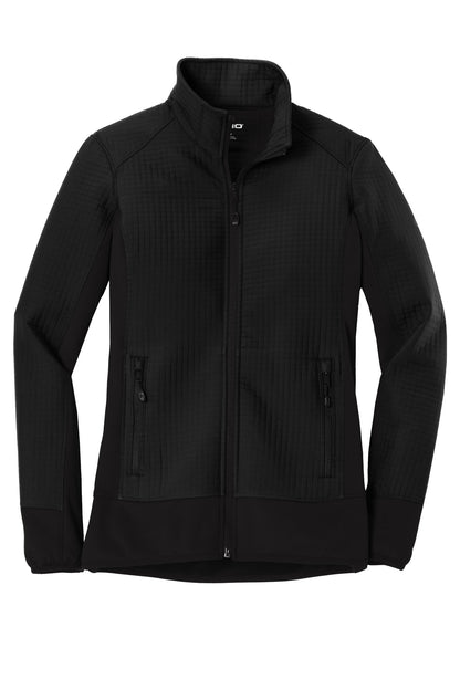 Front View of Blacktop OGIO Women's Trax Jacket. LOG726 plain