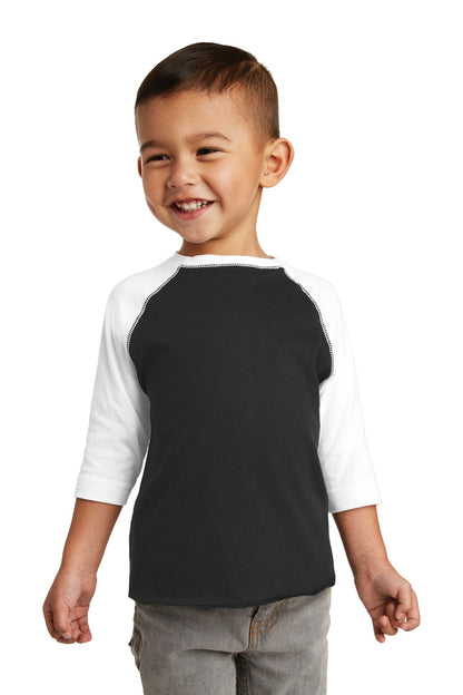 Front View of Black/White Rabbit Skins Toddler Baseball Fine Jersey Tee. RS3330 plain