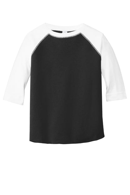 Front View of Black/White Rabbit Skins Toddler Baseball Fine Jersey Tee. RS3330 plain