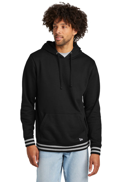 Front View of Blk/AthHtr New Era Comeback Fleece Pullover Hoodie NEA550 plain