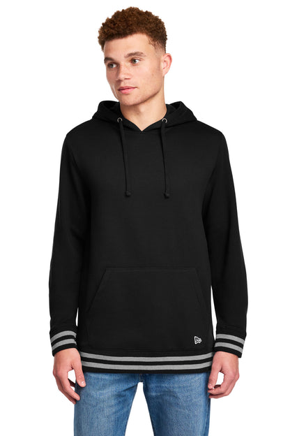 Front View of Blk/AthHtr New Era Comeback Fleece Pullover Hoodie NEA550 plain