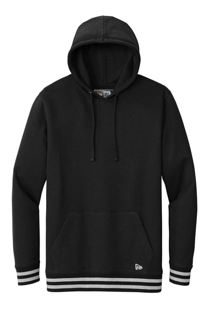 Front View of Blk/AthHtr New Era Comeback Fleece Pullover Hoodie NEA550 plain