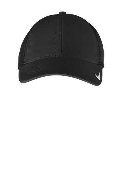 Front View of Blk/Blk Nike Stretch-to-Fit Mesh Back Cap NKFB6448 plain
