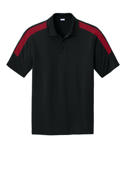 Front View of Blk/DpRed Sport-Tek Competitor United Polo ST104 plain