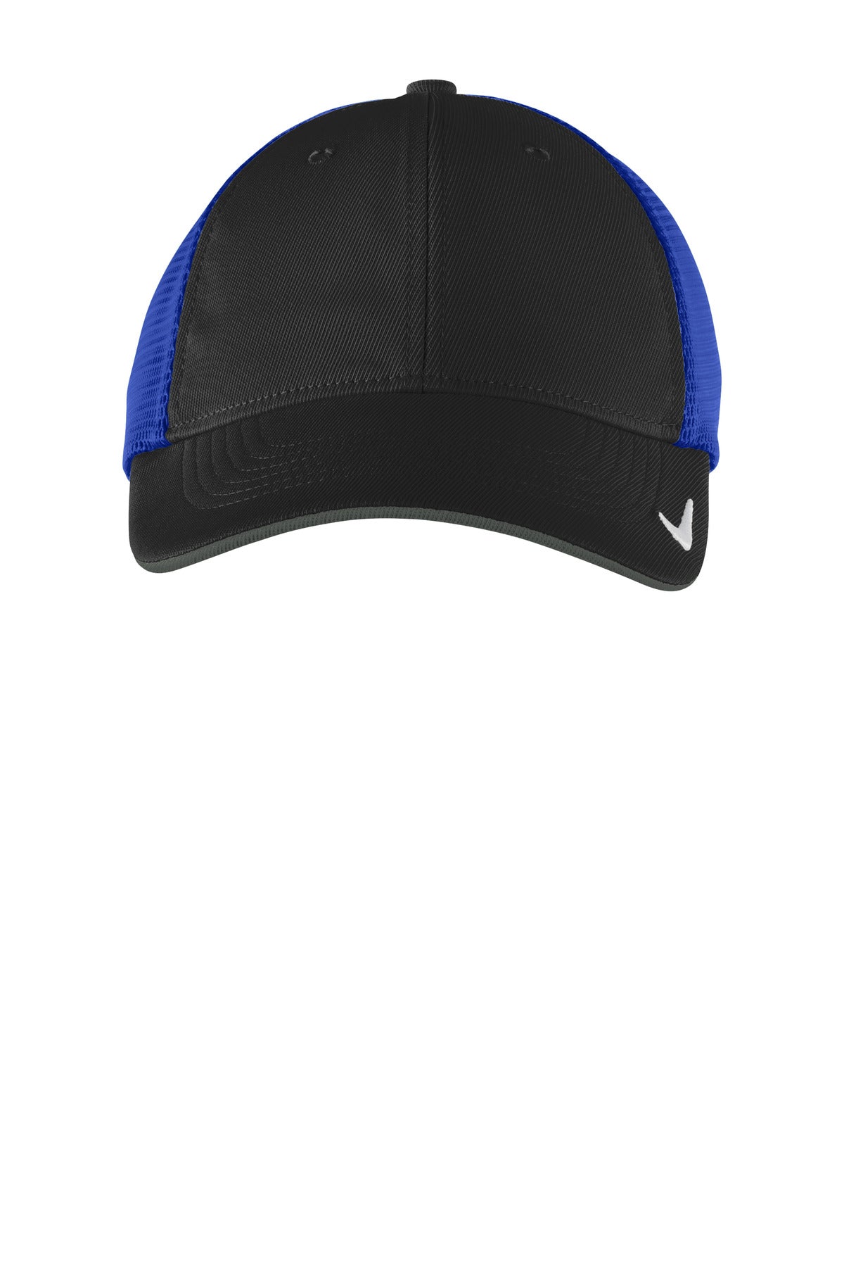 Front View of Blk/GameRy Nike Stretch-to-Fit Mesh Back Cap NKFB6448 plain