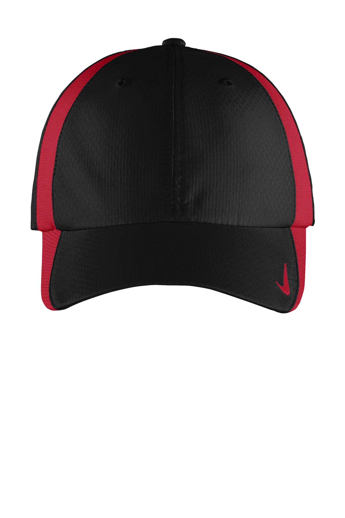 Front View of Blk/GymRed Nike Sphere Performance Cap NKFD9709 plain