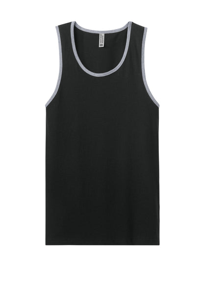 Front View of Blk/HtGray Next Level Apparel Cotton Muscle Tank NL3633 plain