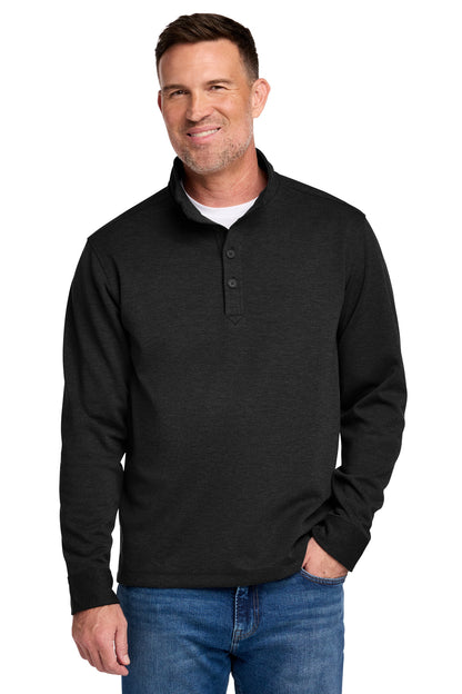 Front View of BlkHthr Brooks Brothers Mid-Layer Stretch 1/2-Button BB18202 plain