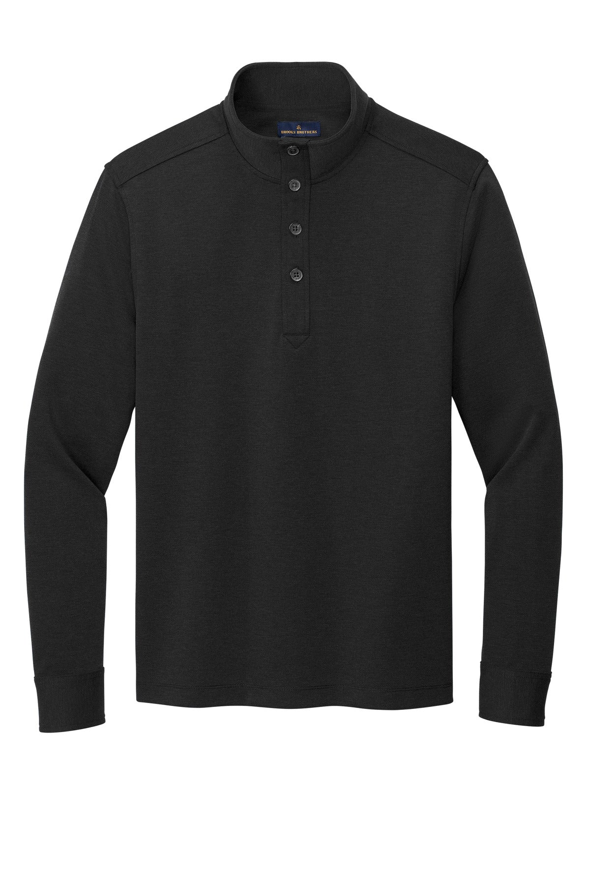 Front View of BlkHthr Brooks Brothers Mid-Layer Stretch 1/2-Button BB18202 plain