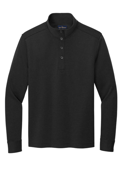 Front View of BlkHthr Brooks Brothers Mid-Layer Stretch 1/2-Button BB18202 plain
