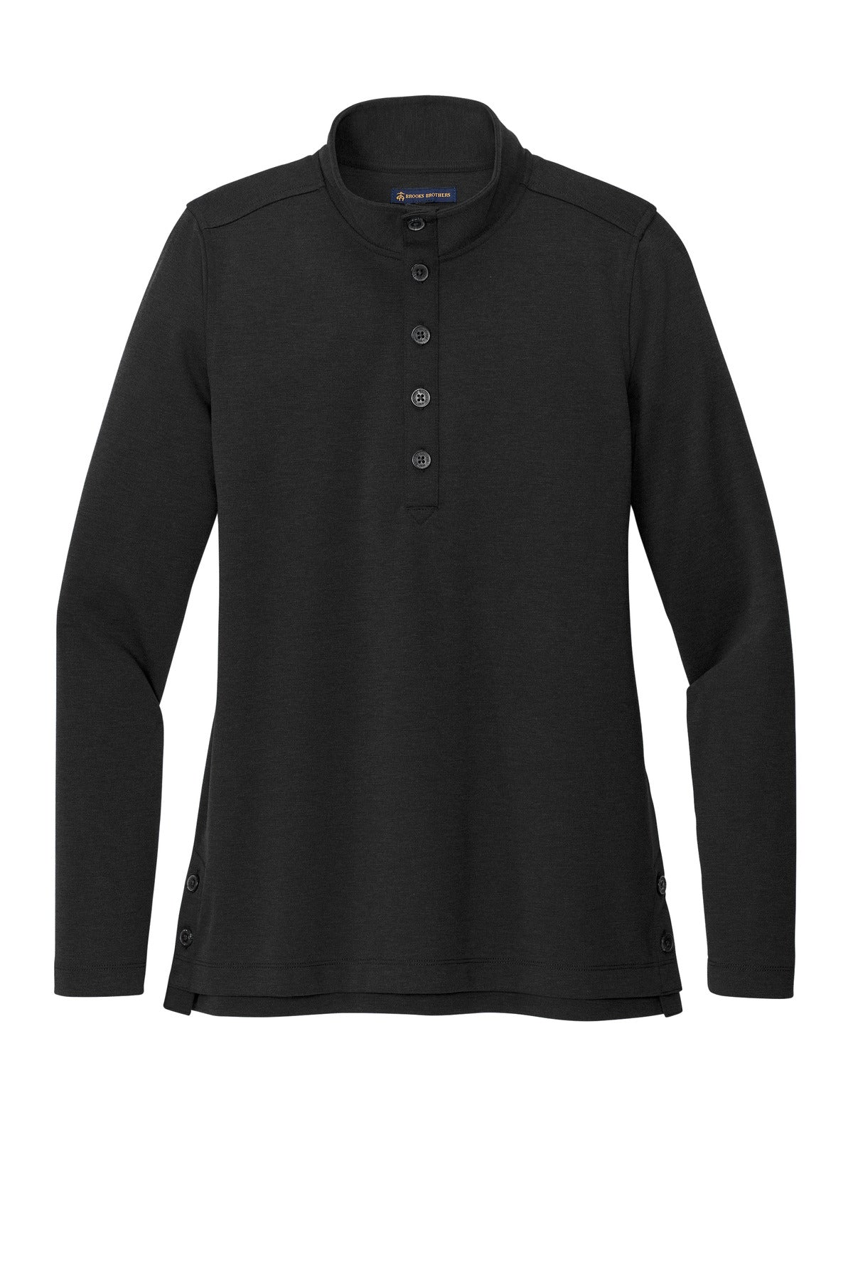 Front View of BlkHthr Brooks Brothers Women's Mid-Layer Stretch 1/2-Button BB18203 plain