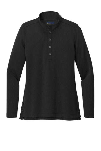 Front View of BlkHthr Brooks Brothers Women's Mid-Layer Stretch 1/2-Button BB18203 plain